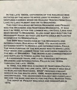 Pequot Lakes Train Station Narrative