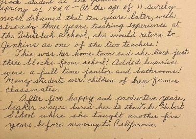 Letter from Teacher Edna Olson, Jenkins' School